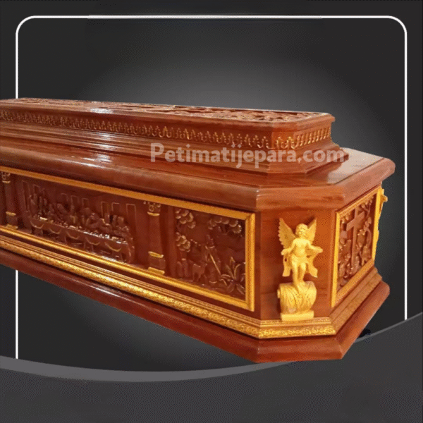 CTD1712023142036 - Peti Mati Yokohama Kayu Jati Ukiran Perjamuan & Malaikat – Elegan & Bermakna